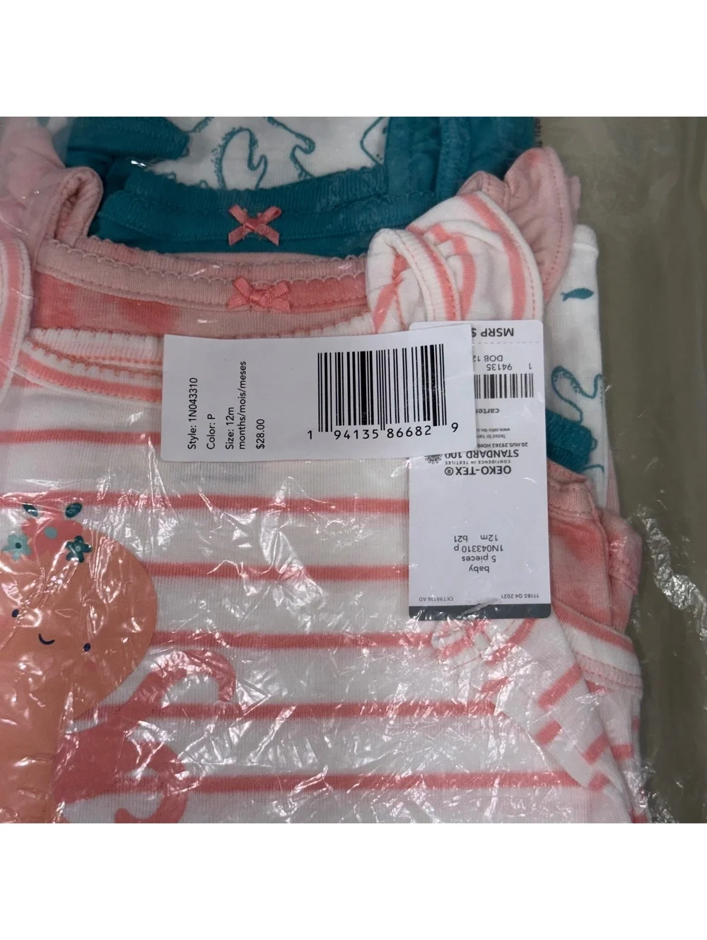 Carter’s Baby Girls 5-Piece Bodysuit Set 12M NWT